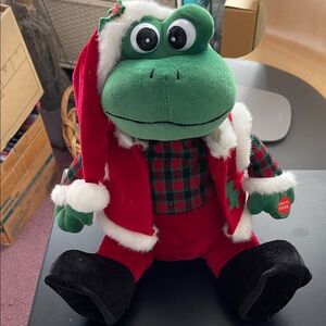Kurt Adler Green and Red Holiday Frog Plush - 10”